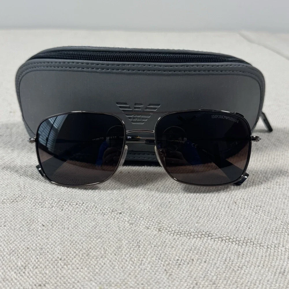 Emporio Armani EA2011 3028/73 Aviator Sunglasses Brown Lens 56-17 w/ Case‎